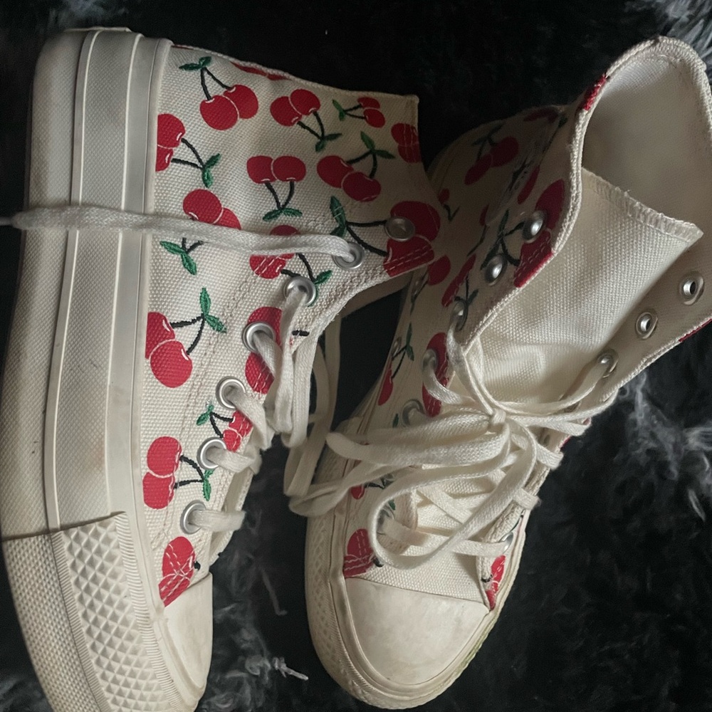 Converse White Cherry High-Top Sneakers
